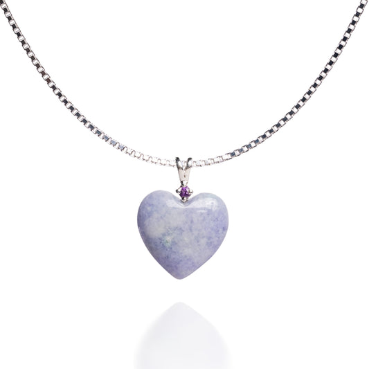 Jade Heart And Amethyst Pendant