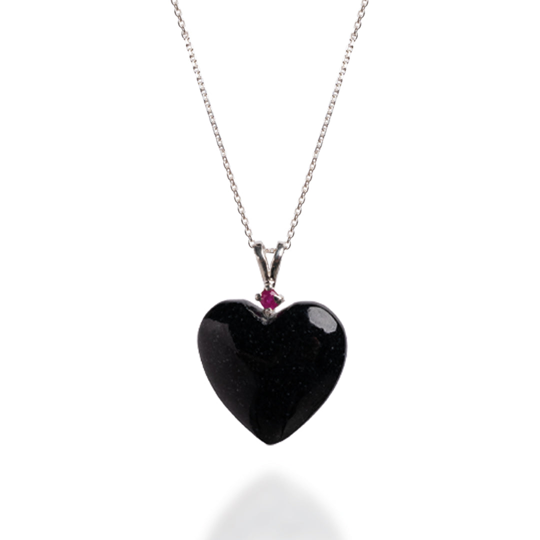 Black Jade And Ruby Pendant