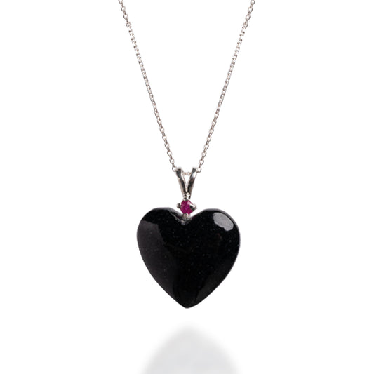 Black Jade And Ruby Pendant