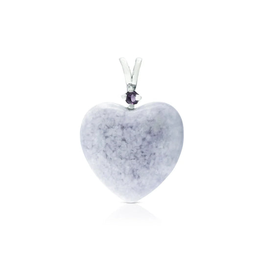 Lilac Jade Heart with Amethyst